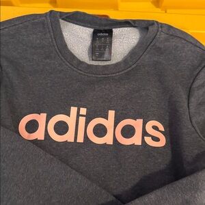 Adidas Charcoal Sweatshirt with Light Pink Logo